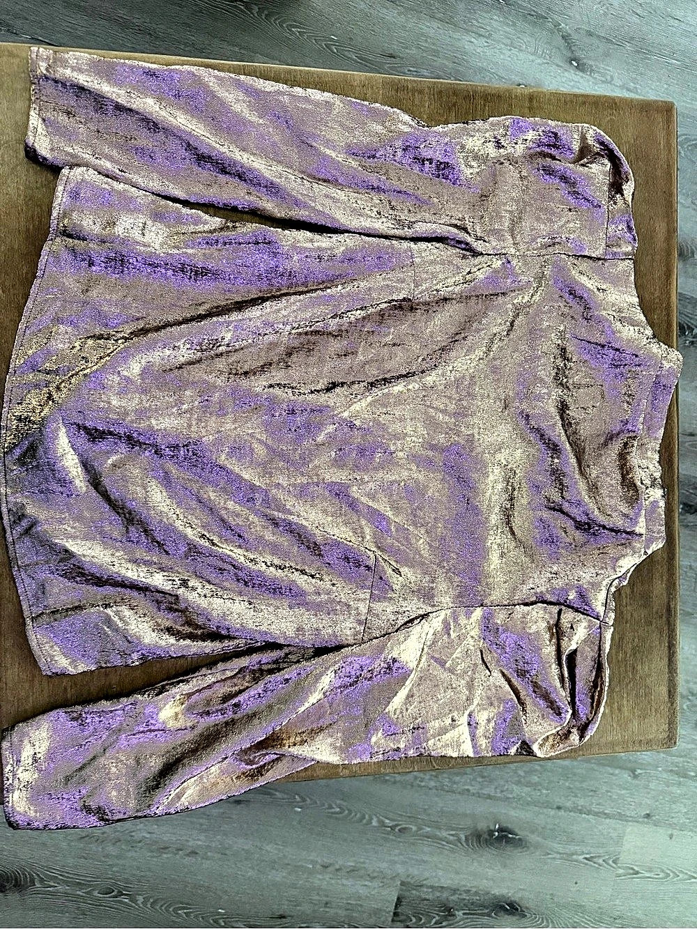 Future Collective Kahlana Barfield Brown Abstract Metallic Blouse in Purple &